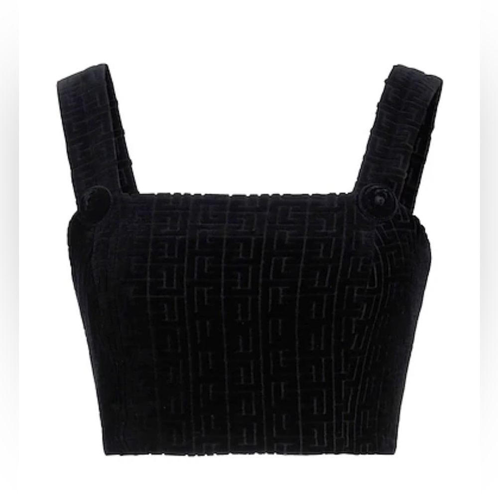 Balmain Black Velvet Top